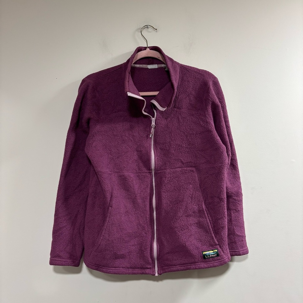 L.L. Bean Purple Fleece Jacket Cozy Outdoor Essential Medium